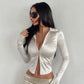 Women's Blouses and Shirts White Satin Fitted Long Sleeve Tops for Woman Clothing Autumn 2026