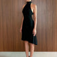 Women Halter Neck Backless Midi Dress Hollow Out Back Tie‑Up Ruffle Hem Mermaid Dress Latin Dance Party Evening Dresses