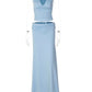 Women 2 Piece Outfits Sleeveless Deep V Ruched Crop Top High Waist Maxi Skirt Matching Set Vacation Club Party Dresses