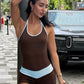 Sproty Style Romper Women Color Blocking Sexy Fashion Halter Bandages Backless Sleeveless Simple Trend Street Playsuits