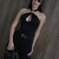Halter Hollow Out Sexy Crop Tops Pullovers Women Vest Summer New Ring Metal Off-shoulder Tank Tops Female Skinny Top
