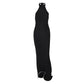 Halter Backless Ruffled Hem Long Dresses 2025 Woman Elegant Party Dresses Black