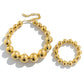 2Pcs Goth Creative Big CCB Beads Chain Necklace Bracelet for Women Vintage Adjustable Choker Grunge Jewelry Set Steampunk Men