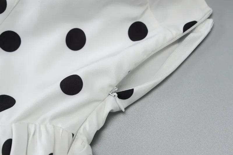 Vintage Polka Dot Printed Halter Backless Short Dresses Summer Outfit Woman A Line Elegant Dresses