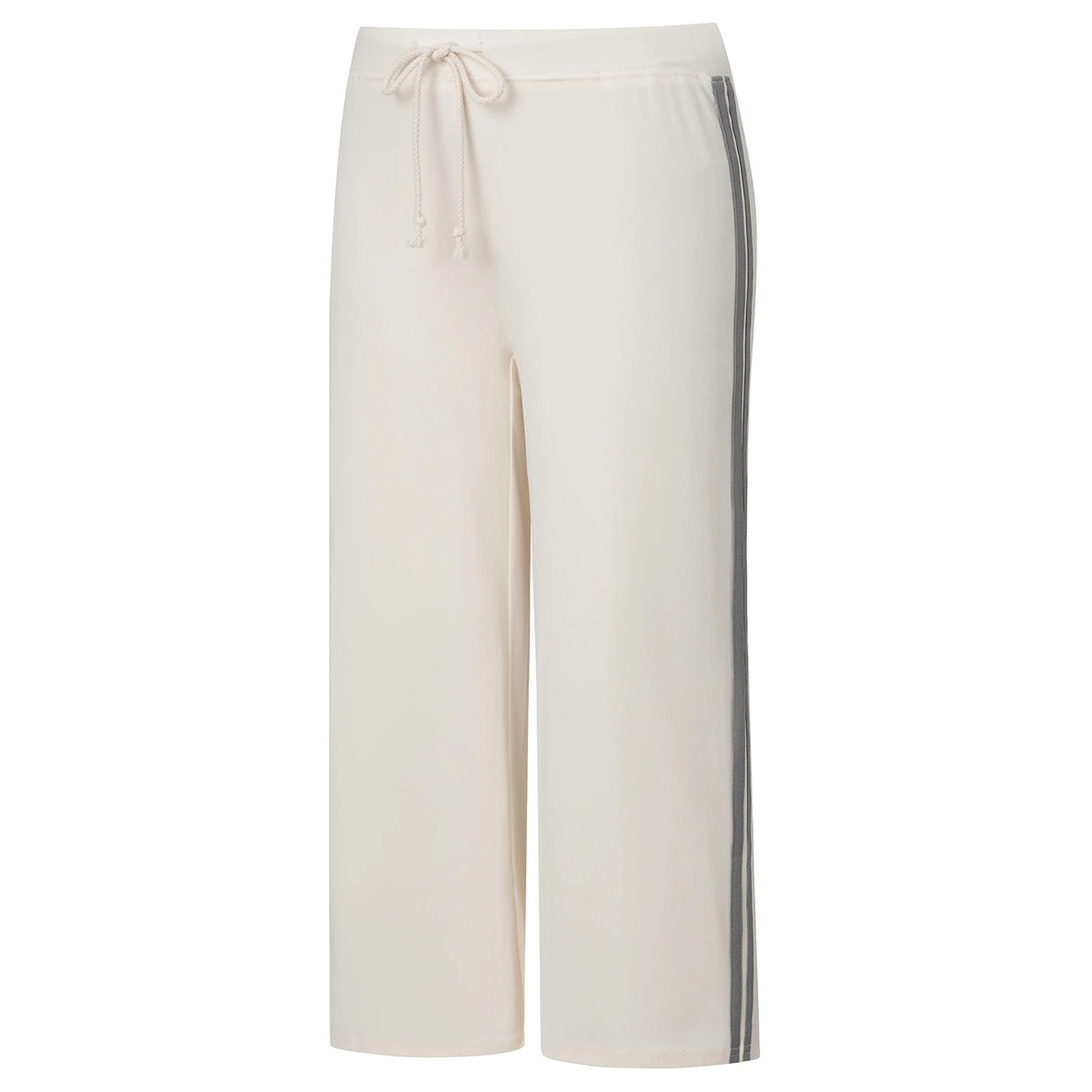 Women Y2K Side Striped Cropped Wide Leg Capri Pants Drawstring Waist Loose Sport Trousers Casual Streetwear Bottoms