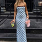 Blue Polka Dots Summer Dress for Woman 2026 Elegant Sexy Halter Backless Maxi Party Dresses