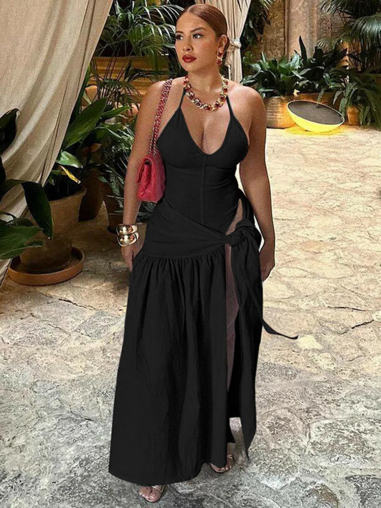 Sexy Skirt Two Piece Sets Women Fashion Halter Bodysuit And Maxi Skirt Ladies Fashion Matching Sets Ladies Dress Set
