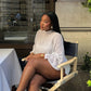 2 Piece Set White Chiffon Polka Dot Oversized Blouse and Shorts Co-ord Sets Elegant 2026 Fall Outfits Woman