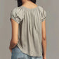 Women Cute Babydoll Lace Trim Satin Shirt Y2k Puff Sleeve Crewneck Button Front Relax Fit Baby Tee Summer Going Out Top