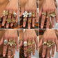 2025 New Fashion Metal Flower Open Rings for Women Creative Baroque Imitation Pearl Rings Y2K Bridal Wed Jewelry Gift