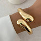 Gold Color Hip Hop Wide Stackable Bracelets Set for Women Fashion Punk Water Drop Bangles Jewelry Gift 3 Styles