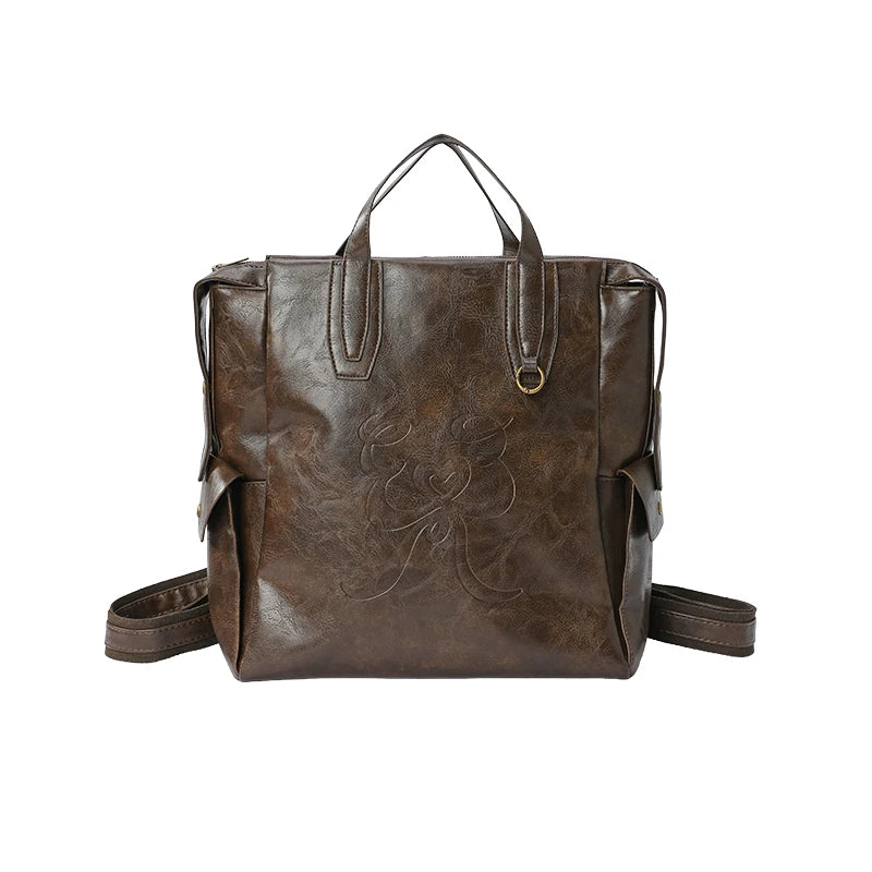 Minimalist Preppy Brown Large Capacity Versatile Backpack For Women