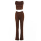 Elegant Casual 2 Piece Set Women o-Neck Sleeveless Waistless Crop Tops+Skinny Solid Straight Pants Simple Trend Suit