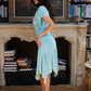 Women Lace V Neck Flutter Sleeve Midi Dress Ruched Waist Irregular Split Hem Bodycon Dress Beach Wedding Guest Dress