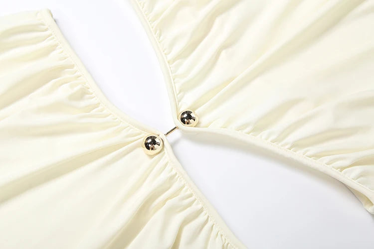 Waistless Chic Dress Women  Metal Trim Sleeveless O-Neck Skinny Elegant Summer Hipster Prom Party Vacation Vestidos