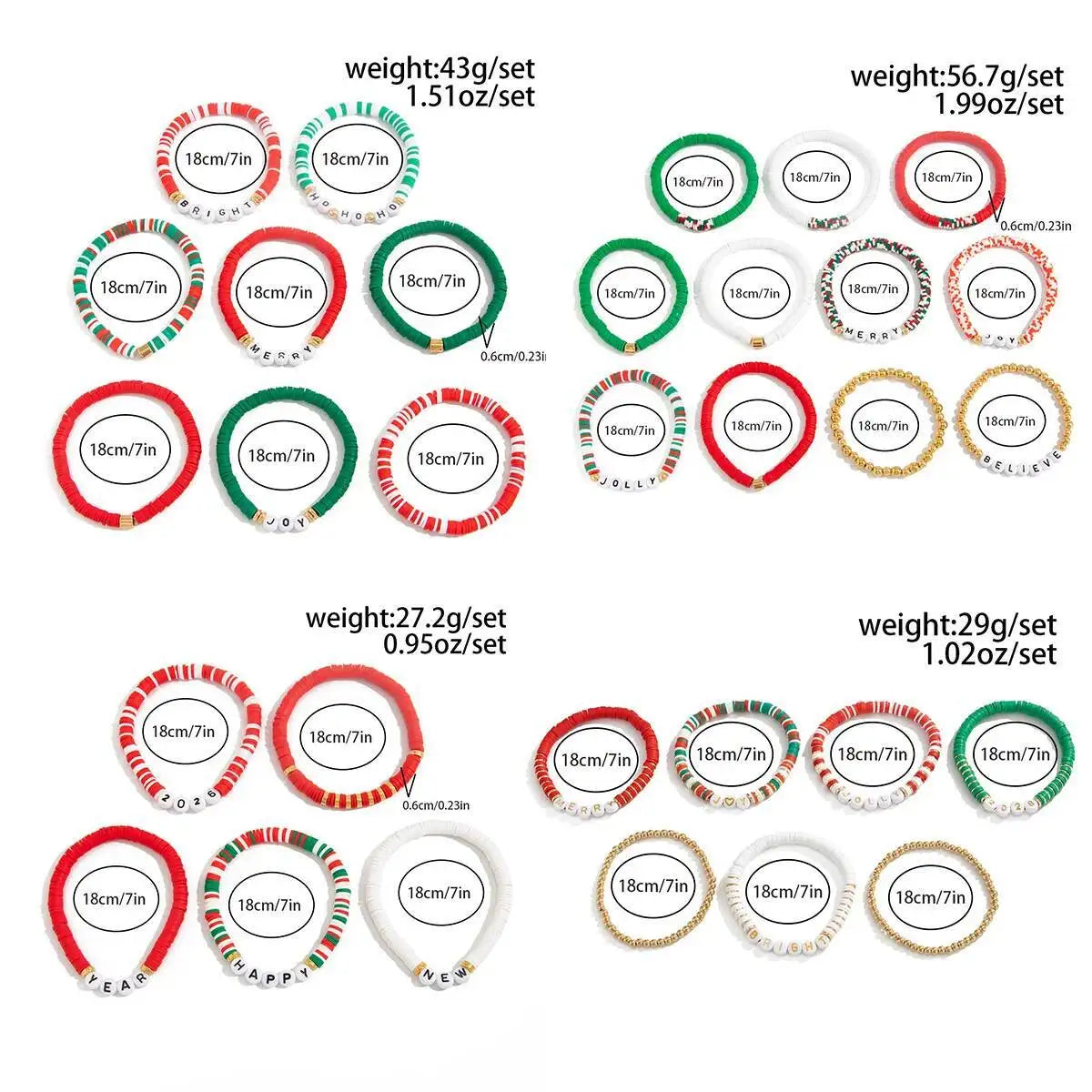 Exquisite Cute Christmas Series Stacking Bracelet Women Trendy Creative Soft Ceramic Acrylic CCB Bracelets Party Jewelry