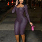 Sexy Fashion Playsuits Woman Polka Dot Print Square Collar Full Sleeve Skinny Peach Hip Midnight Club Party Rompers