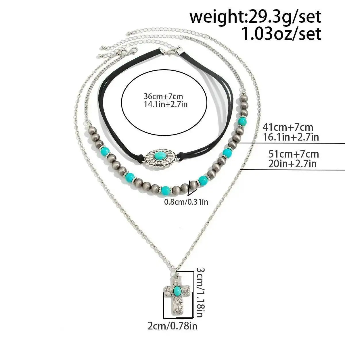 3Pcs/Set Ethnic Cross Jesus Pendant Choker Necklace for Women 2026 New Trend Boho Beads Chain Aesthetic Jewelry Gift