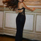 Halter Backless Sexy Maxi Dress Women Gown Elegant Lace See Through Square Collar Sleeveless Bodycon Club Party Dresses