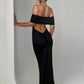 Strapless Backless Sexy Maxi Dress For Women Black Solid Off-shoulder Sleeveless Bodycon Club Party Long Dress Elegant