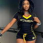Casual 2 Piece Set Women Tracksuit Letter Print Y2K Hipster Short Sleeve Crop Tops+Wide Waist Shorts Activity Outfits