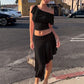 Pink 2 Piece Set Off Shoulder Top and Asymmetrical Midi Skirt Set Vacation Outfits Woman 2026