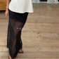 Women Minimalist Sheer Mesh Layering Midi Skirt Transparent See-Through Trimmed Hem Versatile Overlay Skirt CasualOffice