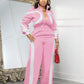Sporty Patchwork Jumpsuit Women Casual Lapel Spring Ternd Full Sleeve Zip Stretch Hipster Streetwear Straight Overall