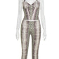 Coquette Serpentine 2 Piece Set Women Tracksuit Sexy Halter Backless Tank Tops+Skinny Shorts Matching Street Clubwear