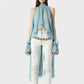Chic Halter Neck Chiffon Blouse for Women Tie Back Asymmetrical Hem Flare Sleeve Sheer Mesh Top Casual Summer Party Club