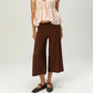 Fold Over Gaucho Pants for Women Flowy Wide Leg Yoga Capris Summer Casual Elastic Low Rise Cropped Palazzo Culottes