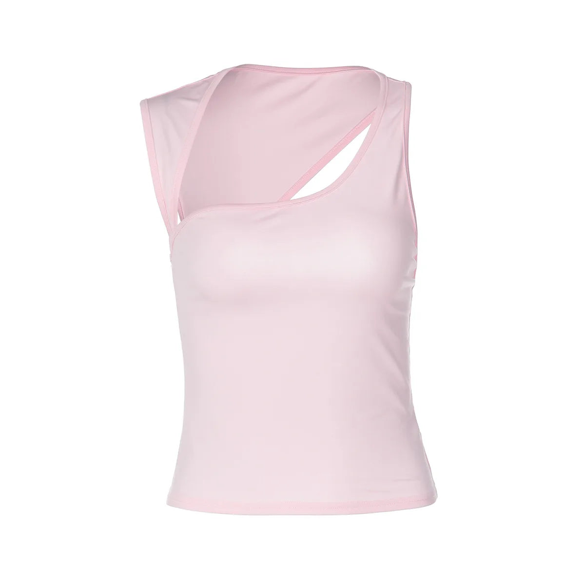 Asymmetric Neck Cut Out Tank Top Streetwear Summer Solid Color Sleeveless Backless Crop Tops Rave Clothing