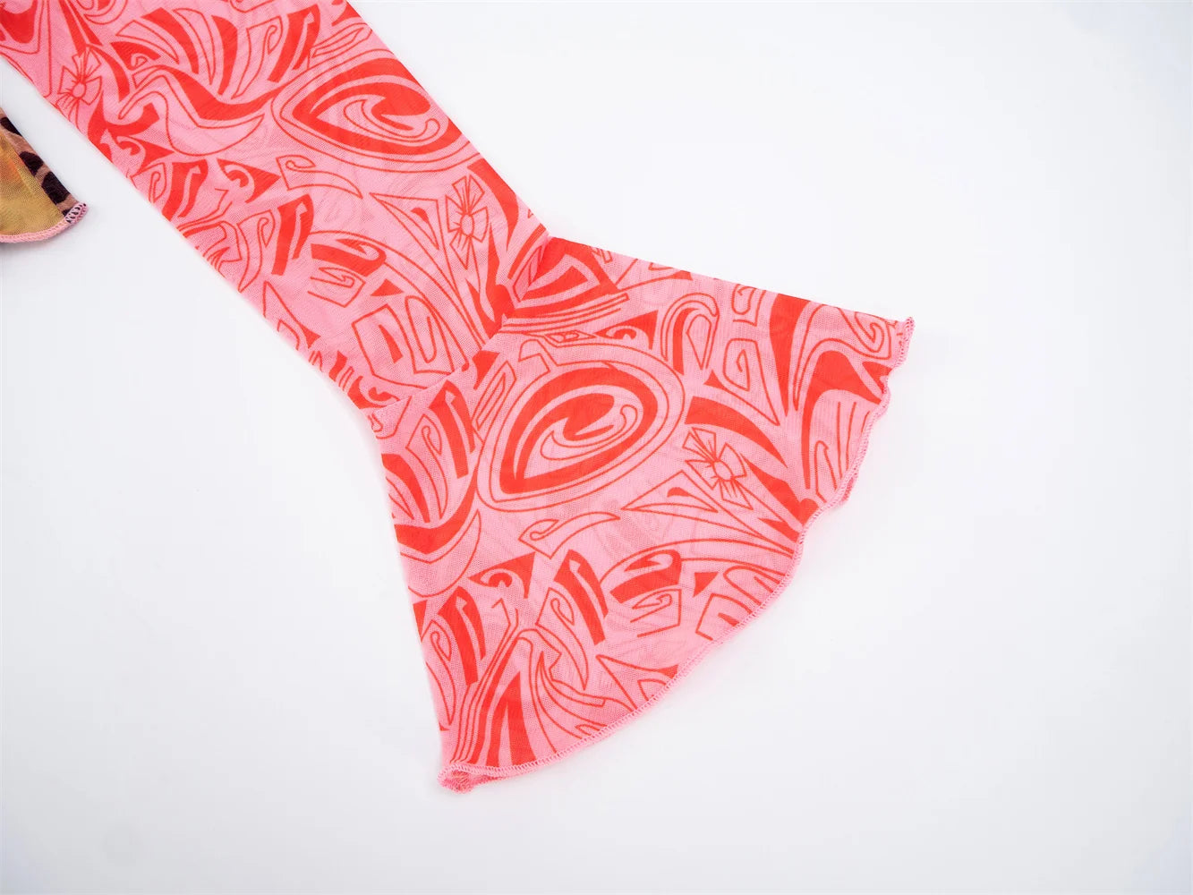 Rhinestones Print Crop Tops Women See Through Sexy Hipster Patchwork Stretch Flare Sleeve Midnight Wild Basic Tees