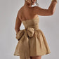 Elegant Strapless Sexy Mini Dress Women Fashion Black Off-shoulder Backless Pleated Sequins Sparkle Club Party Dress