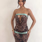 Sequins Patchwork Mini Dress Woman Leopard Print Wrap Chest Backless Skinny Peach Hip Street Wild Fashion Bodycon