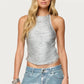 Women's Summer Cold Shoulder Vest Sleeveless Solid Color Tassel Cross Back Tank Tops Sexy Ladies Party Clubwear