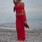 Women Sparkly Two Piece Skirt Outfits Sleeveless Spaghetti Strap Scoop Neck Cami Tops Bodycon Sexy Maxi Skirts