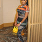 Colorful Print 2-Piece Set Elasticity Women See Through o-Neck Tops+Flared Trousers Summer Trend Daily Matching Suits