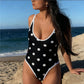 Women's Summer Tankinis Swimsuit Y2K Dots Print Sleeveless Adjustable Spaghetti Strap Bodysuit Bathing Suit Beachwear