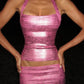 Hottie Sexy 2 Piece Set Woman Halter Backless Shape Waist Tank Tops+Skinny Peach Hip Mini Skirts Club Party Suits