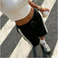 Women Color Block Side Stripe Bermuda Shorts Elastic Drawstring Waist Wide Leg Knee Length Loose Sweat Athletic Shorts