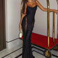 Spaghetti Strap Backless Sexy Maxi Dress Women Gown Lace Patchwork Sheer Sleeveless Bodycon Club Party Long Dress