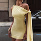 Twisted Lace Up One Shoulder Mini Dress Black Yellow Sleeveless Bodycon Dress Sexy Clothes for Woman Clubwear