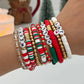 10Pcs/Set New Fashion Elastic Christmas Bracelets for Women Cute Red Green Beaded Chain Bracelet Christmas Jewelry 2026
