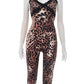 Sexy Camis Romper Women Lace Leopard Print Patchwork Skinny Stretch Sexy Clubwear Workout Midnight Playsuit Overalls