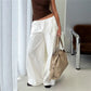 American Minimalist Elastic Waist Wide Leg Pants Women Oversized Draped Baggy Floor Length Casual Daily Office Trousers