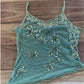 Sexy Sequin Slim Fit Irregular Strap Tank Crop Tops Versatile Sexy Hot Girl Summer Mesh See Through Sleeveless Tee Shirt