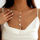 Sexy Simple Irregular Imitation Pearl Long Chain Back Necklace Women Bikini Goth Chest Choker Aesthetic Jewelry Wed Accessories