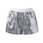 Y2K Sparkle Sequined Shorts Elastic Waist Loose Fit Glitter Hot Pants Women Nightclub Rave Festival Party Casual Bottoms