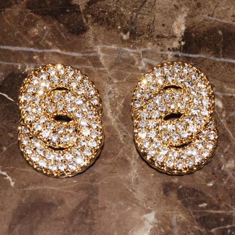 Gorgeous Shiny Rhinestone Gems Geometric Dangle Earrings for Women Jewelry Fashion Brand Ladys' Statement Earrings Accessories